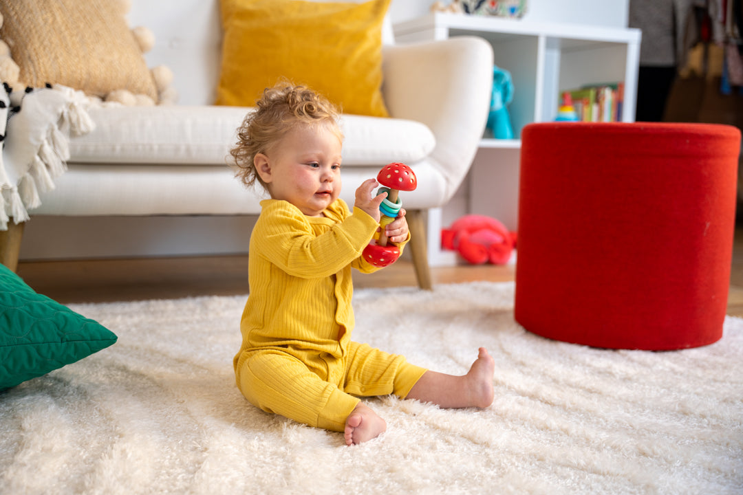 Baby playing with toys on sale