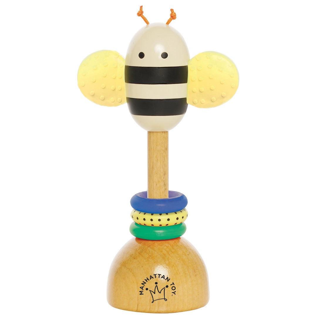 Brilliant bee wood and plastic light up rattle