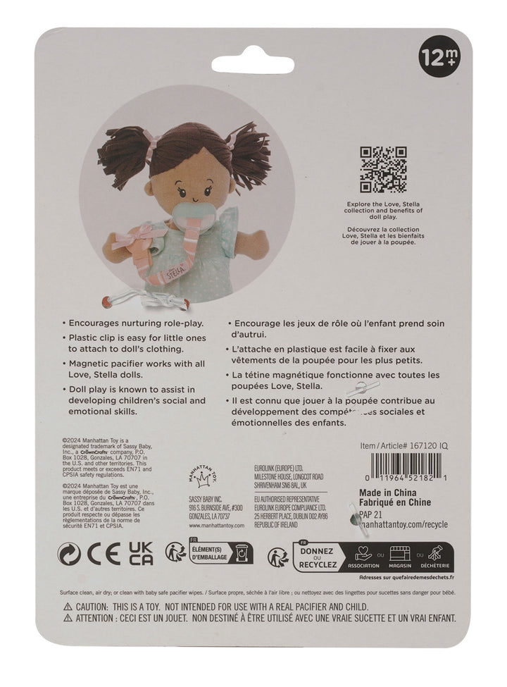 back side of doll pacifier and clip set  packaging.