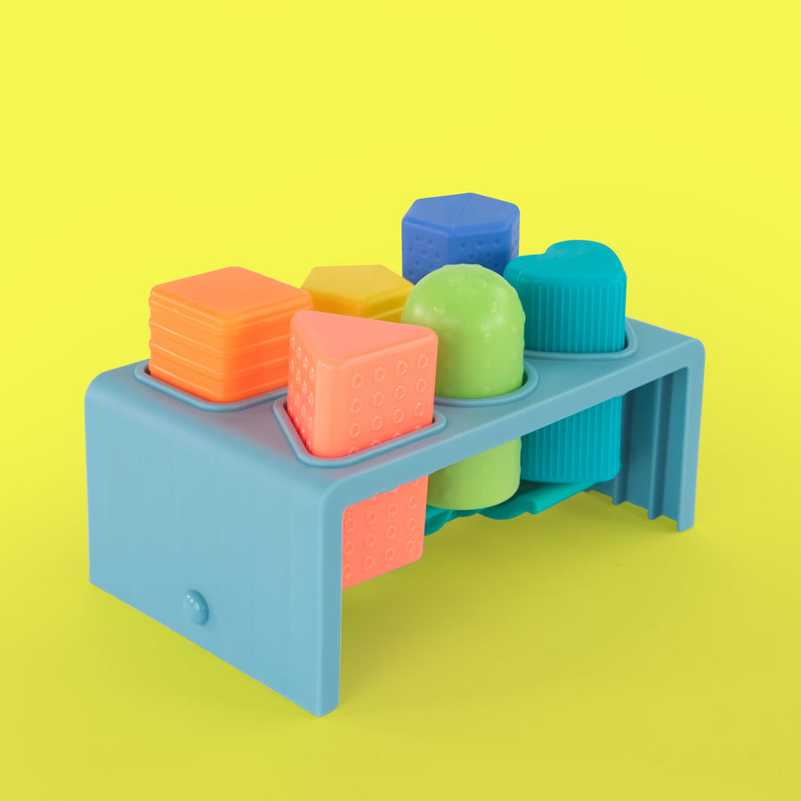 colorful shape sorting bench toy