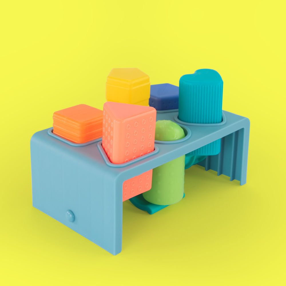 colorful shape sorting bench toy