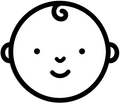 Black and white baby head icon