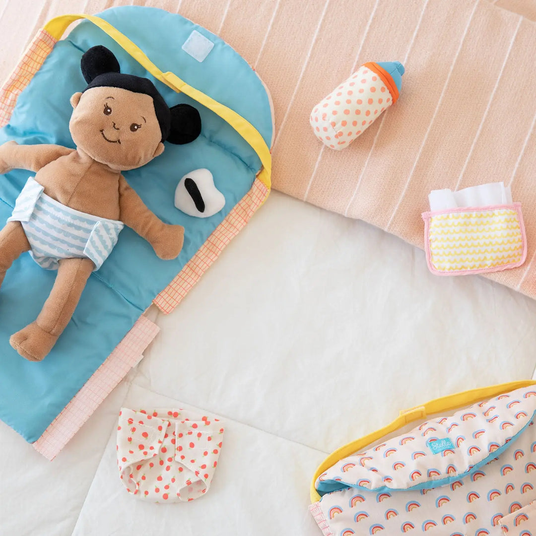 The New York Doll Collection Baby Doll Diaper Bag Set Feeding Set with Accessories Includes Doll Bottles