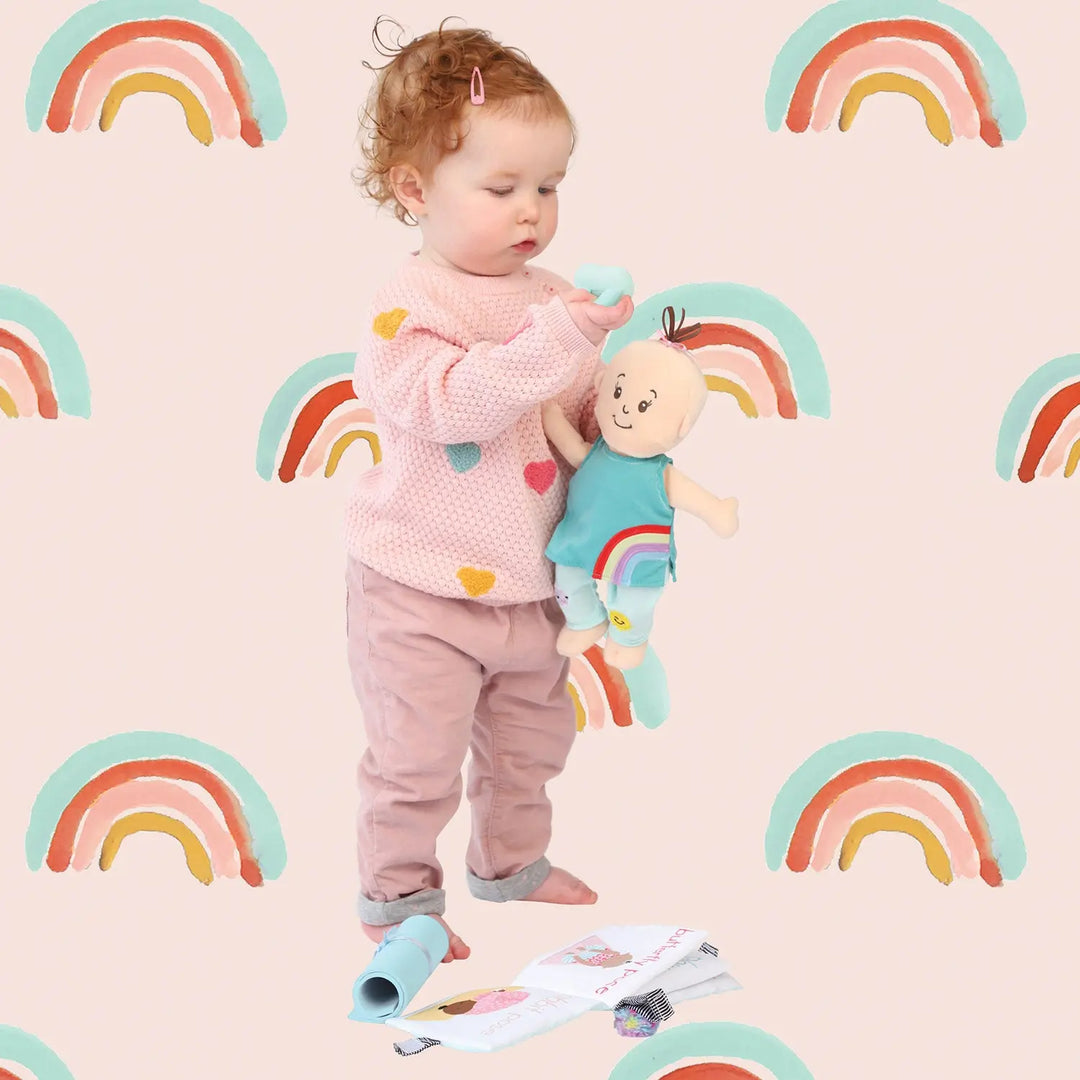 Wee Baby Stella Peach With Brown Hair Yoga Set - Manhattan Toy