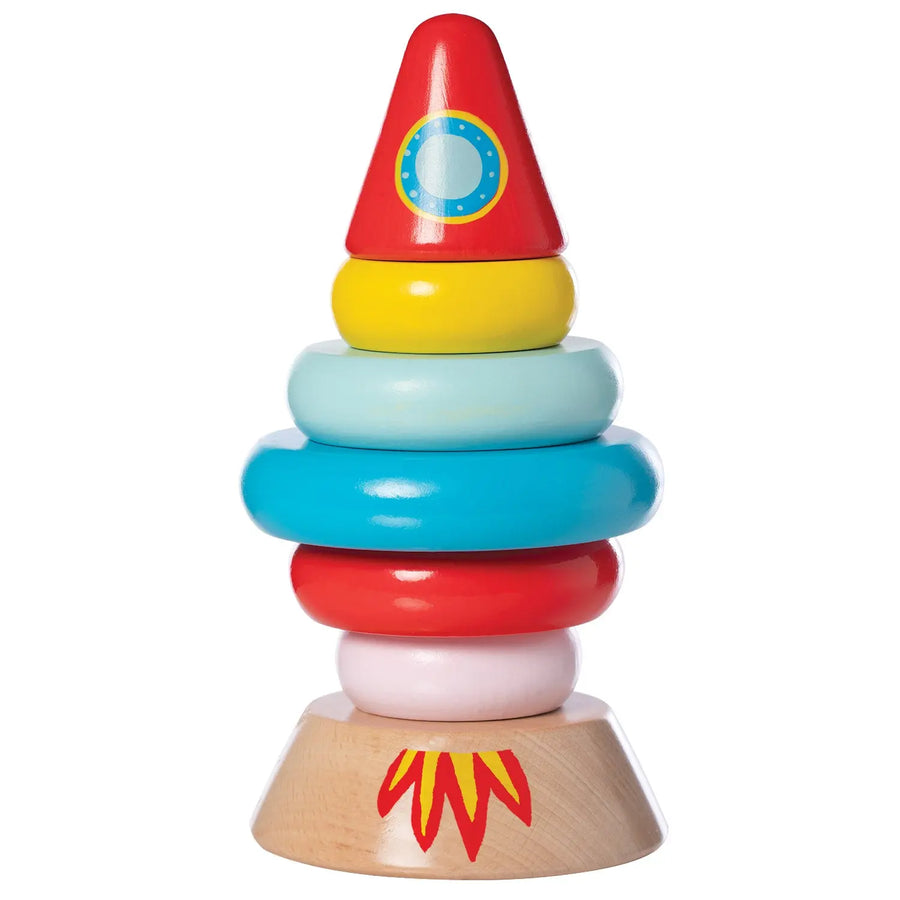 Magnetic Wood Stacker Rocket - Wood Toys - Manhattan Toy